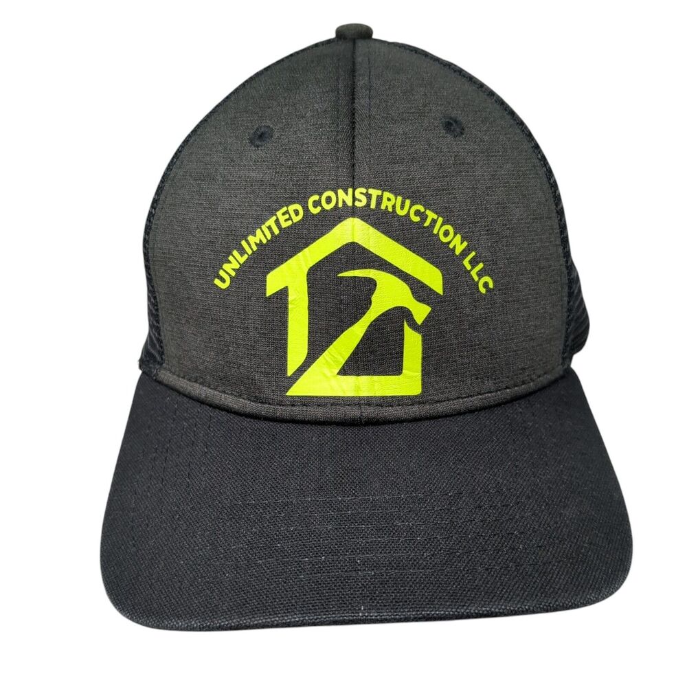 Unlimited Construction Llc Snapback Trucker Hat Black Os Adjustable Mesh Back